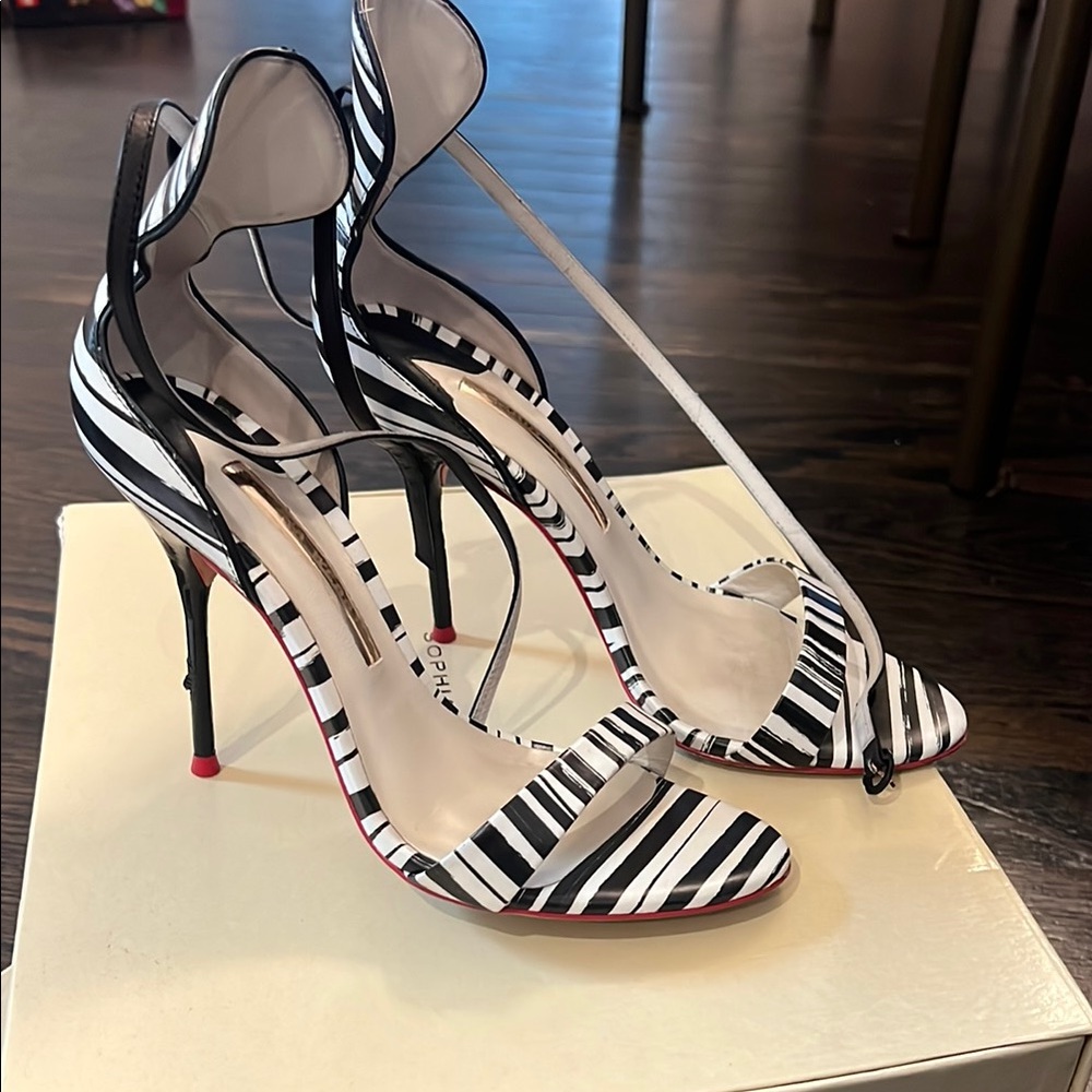 Sophia Webster Black and White Striped Heels